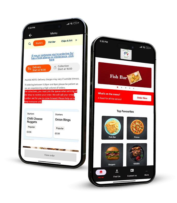 Central Fish & Chips Kinross  app mockup